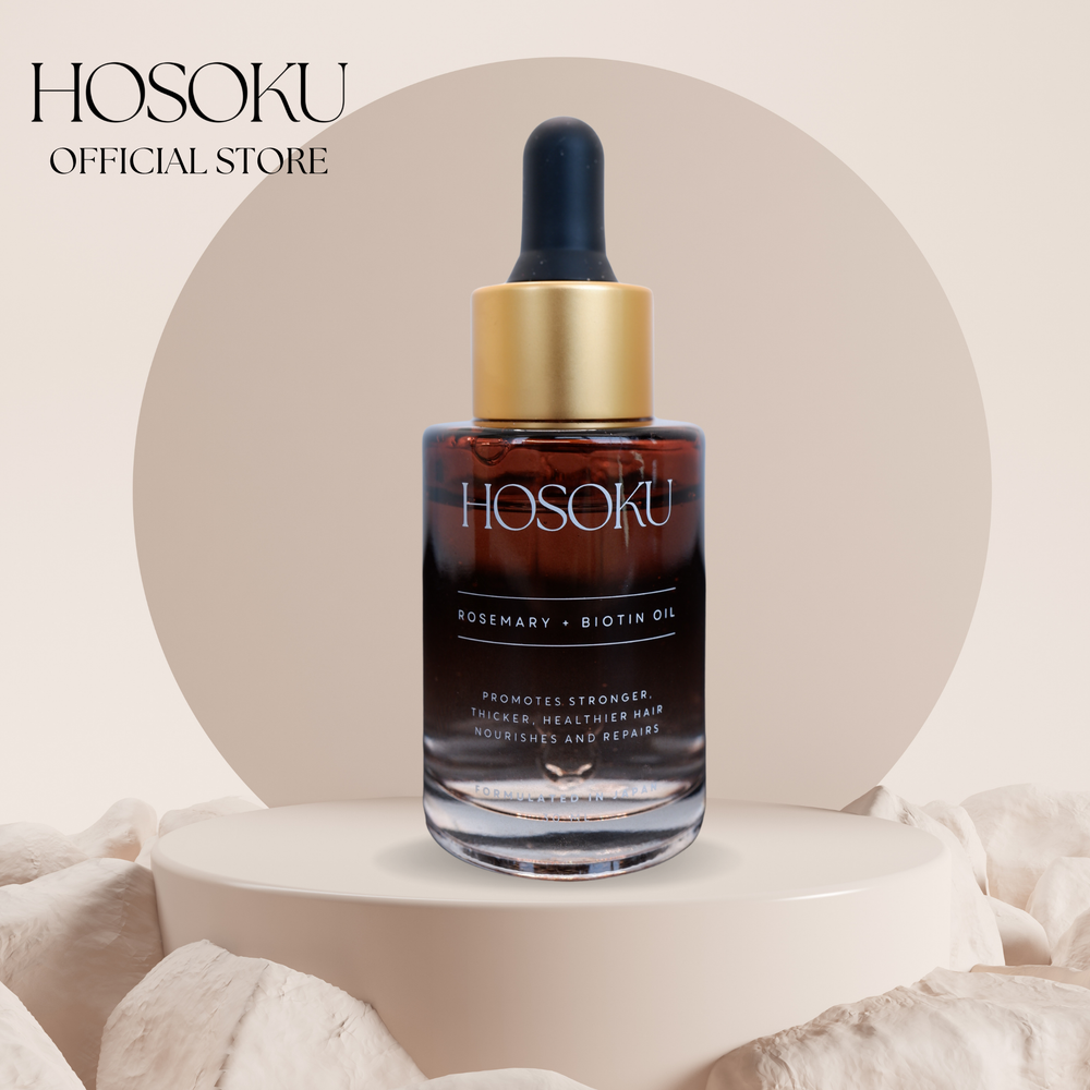 HOSOKU Rosemary + Biotin Hair Growth Oil – Strengthen, Thicken & Revive Thinning Hair (30ml)