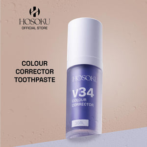 HOSOKU V34 Colour Corrector Toothpaste – Instant Teeth Whitening with Purple Tone Correction